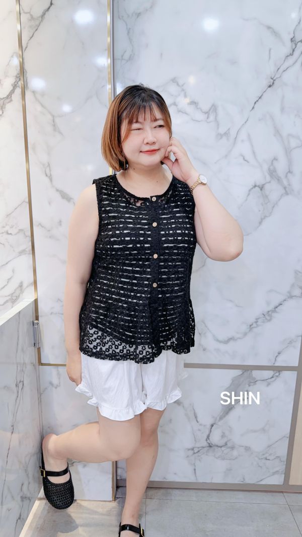 圈花蕾背心(杏/黑) 