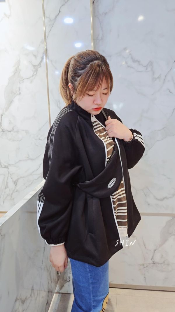 運動風外套(附包包)(粉/灰/白/黑) 