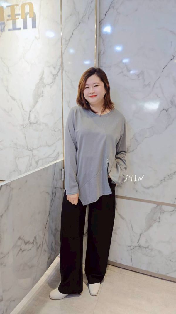 下擺拉鍊設計太空棉T 