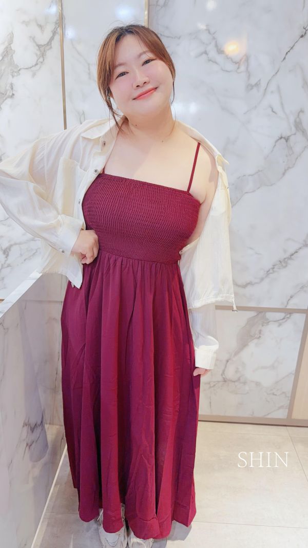 水水平口雪紡連身洋裝(卡其/深灰/酒紅/黑) 