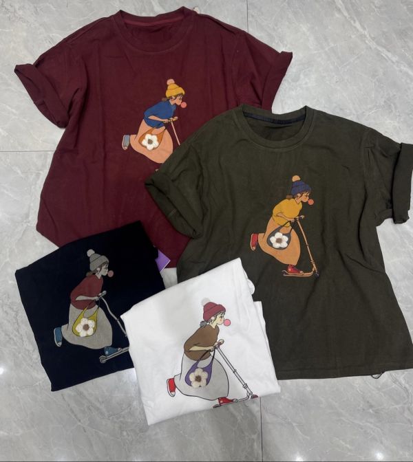 吹泡泡女孩T(黑/白/酒紅/墨綠) 