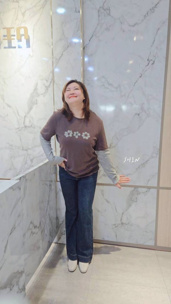 三花條紋袖假兩件T(黑/深藍/咖) 