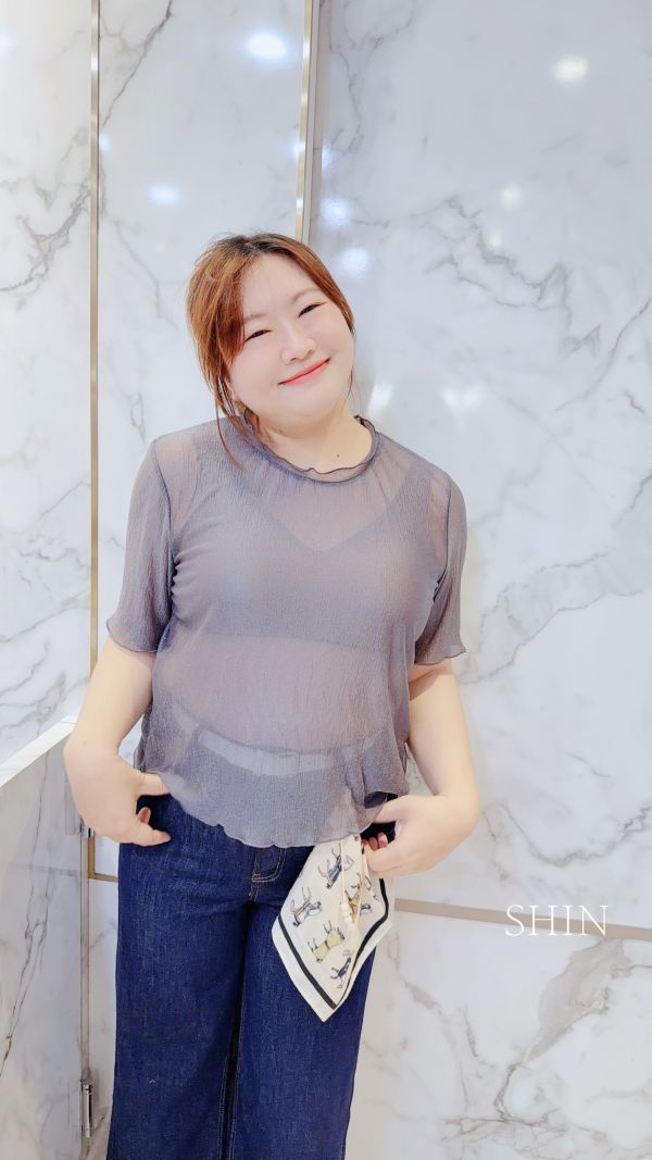 皺皺木耳亮亮透膚內搭(黑/白/深灰/淺灰) 