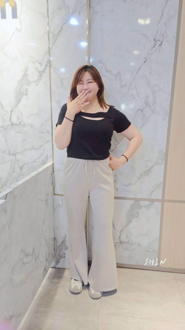 滑面喇叭綁帶長褲(杏/咖/黑) 