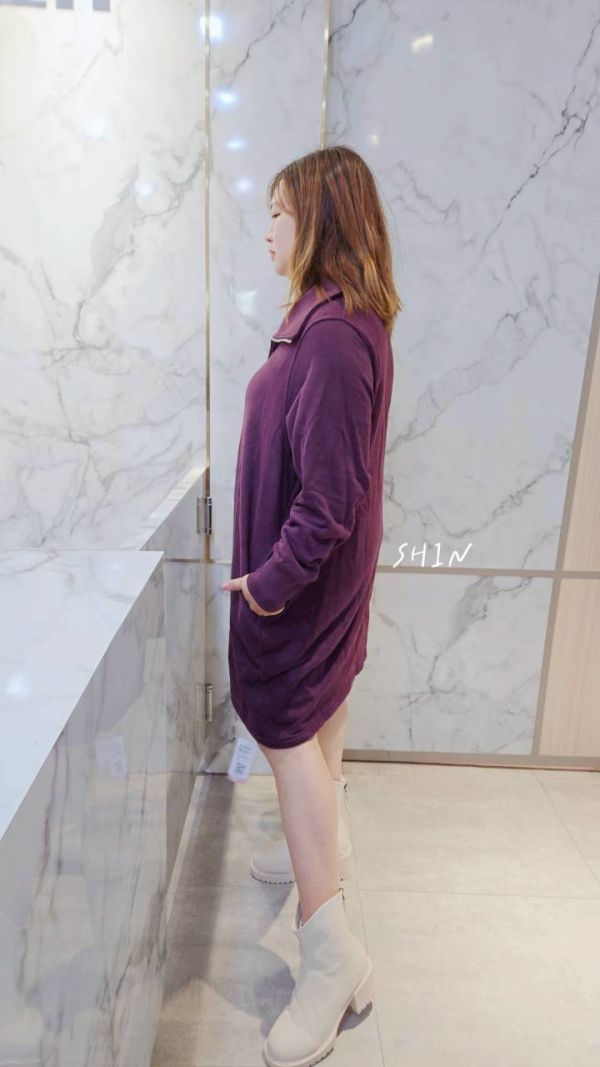 超好穿拉鍊小刷毛連衣裙(紫紅/藍) 