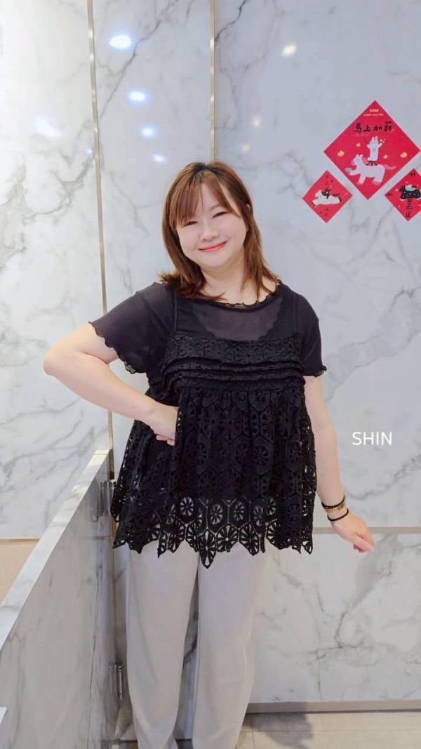 超高性價比 真兩件漂漂上衣(杏/黑) 