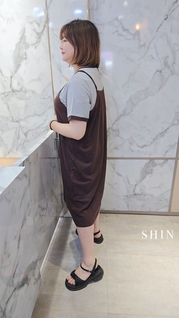 假兩件長版洋(黑/咖) 