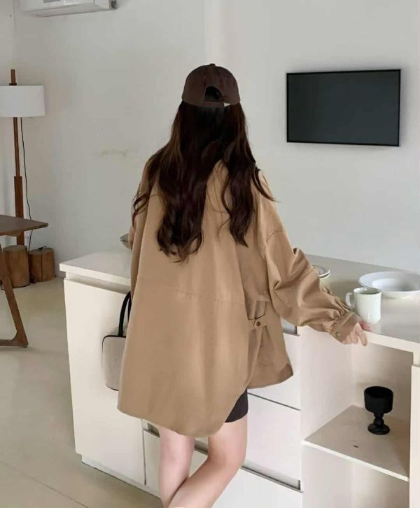 下雙口袋排釦襯衫(咖/杏/綠) 