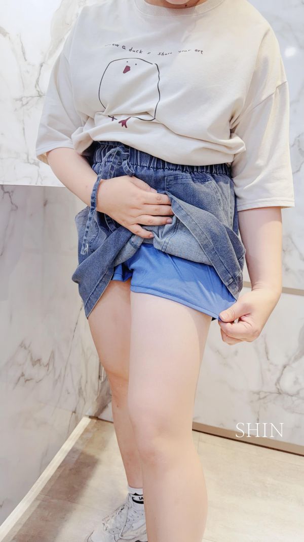 牛仔抽繩大口牛仔裙(深/淺) 