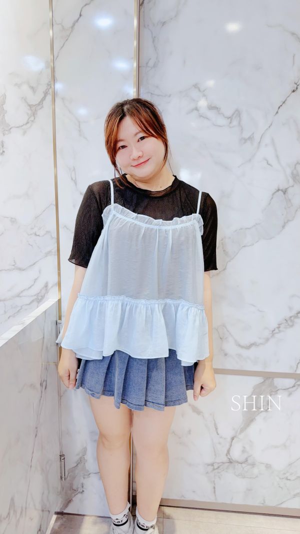 皺皺木耳亮亮透膚內搭(黑/白/深灰/淺灰) 