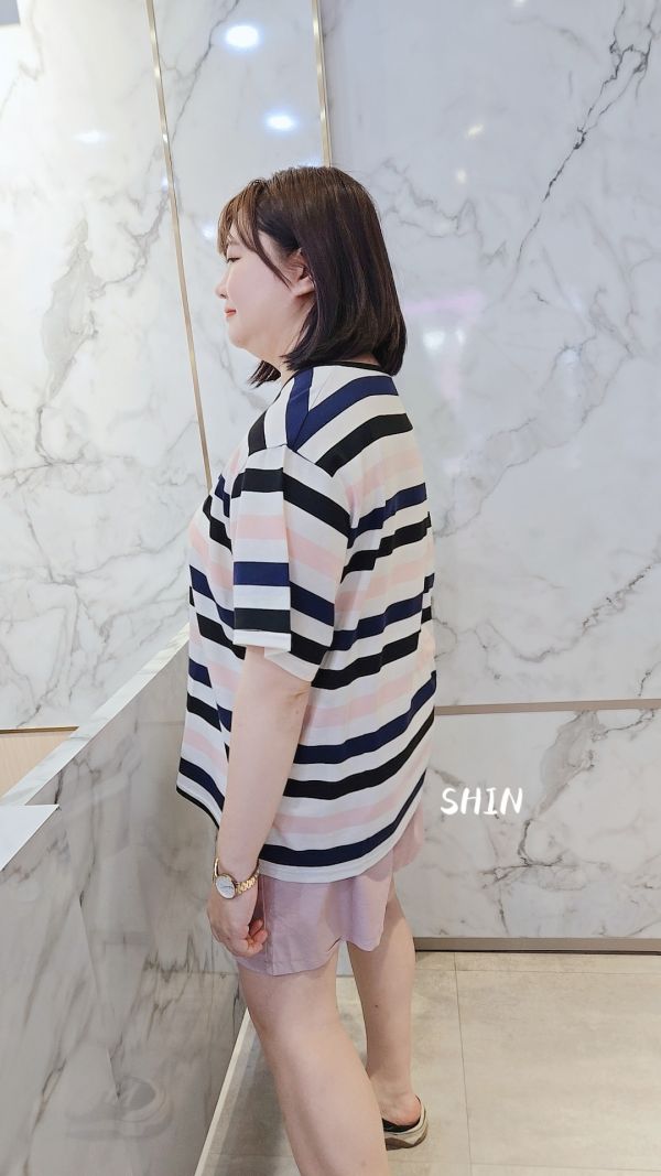 中寬條紋棉T(粉藍條/灰藍條/綠藍條) 