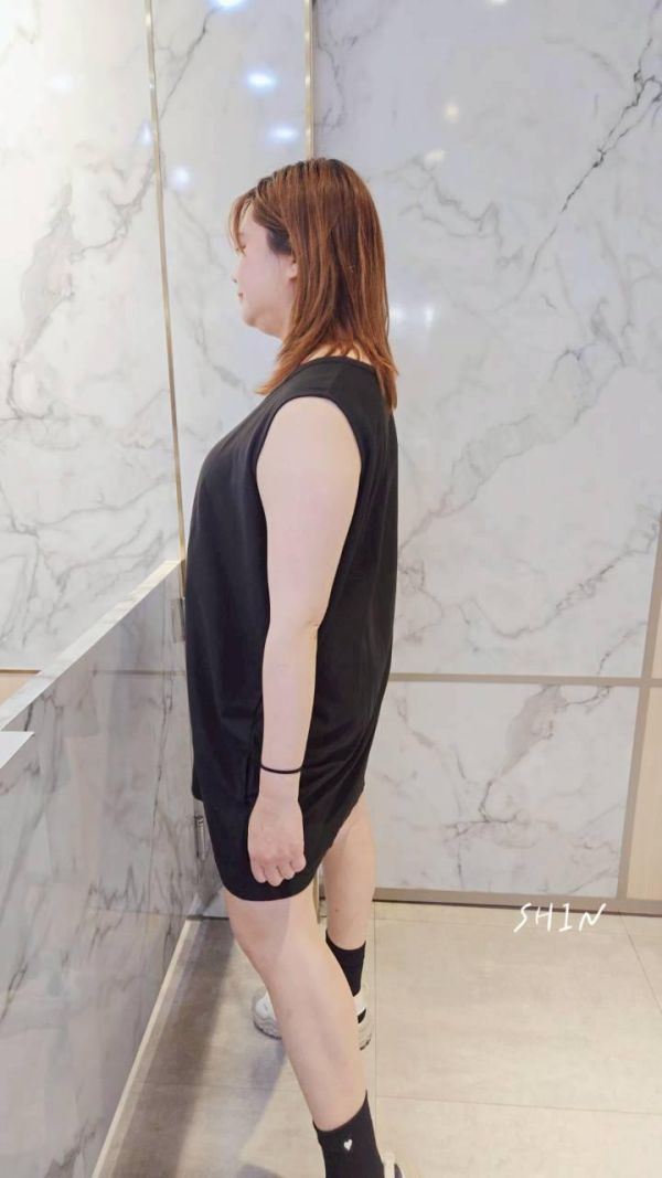 笑臉臉無袖長版T(粉/黑) 