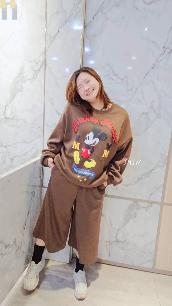 韓版米奇兩穿磨毛套裝 