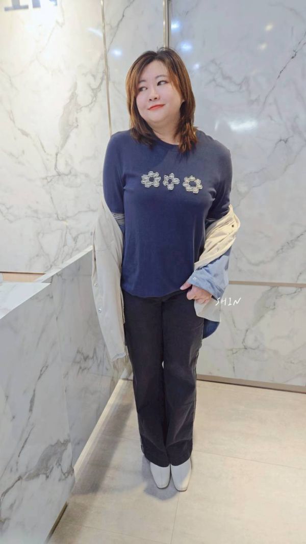 三花條紋袖假兩件T(黑/深藍/咖) 