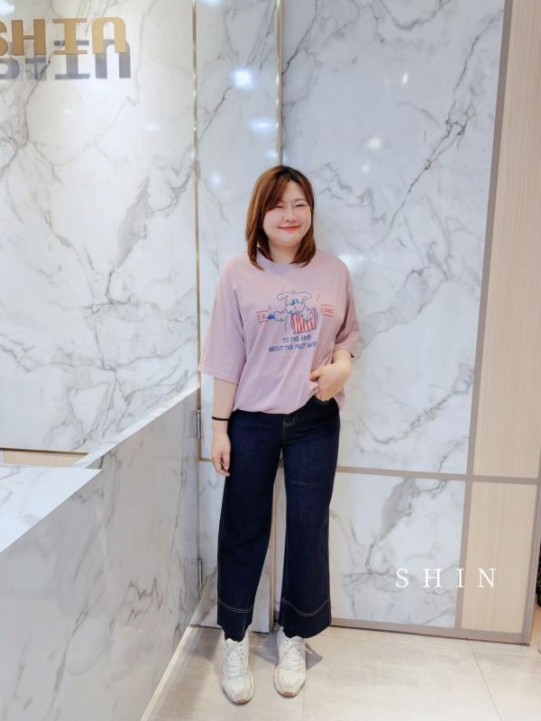 線條小狗T(白/芋粉/黑/深黃/奶灰) 