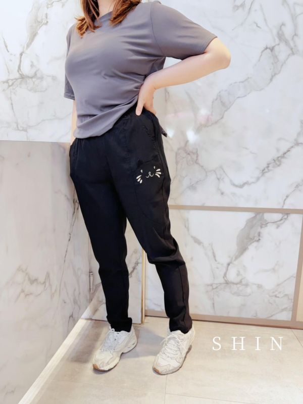 心心念念夏季最愛左貓貓涼感工作褲(黑/軍綠) 