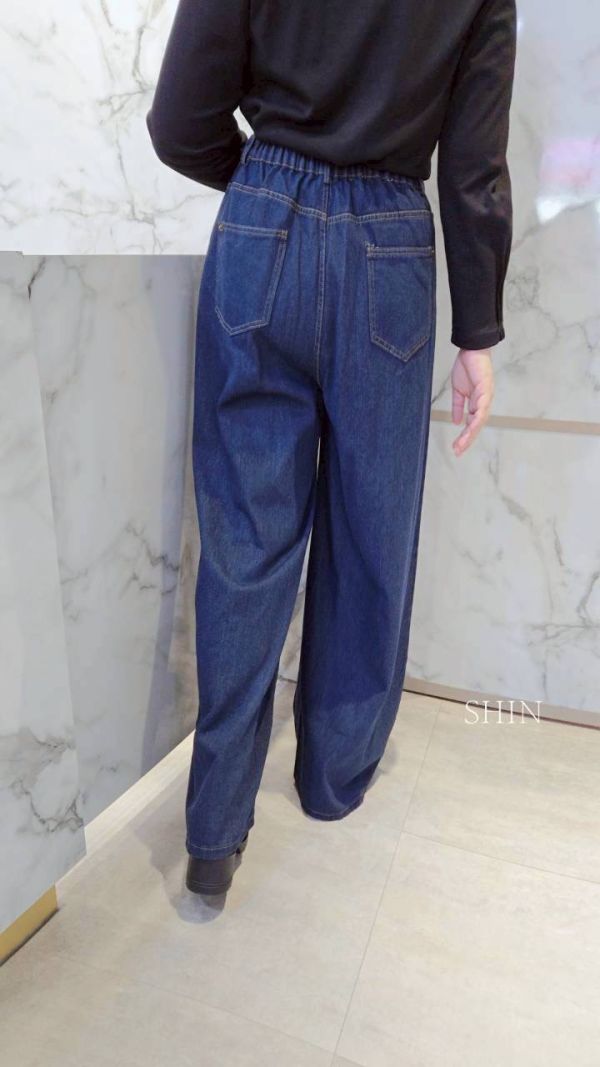 熊熊蝴結牛仔寬褲 