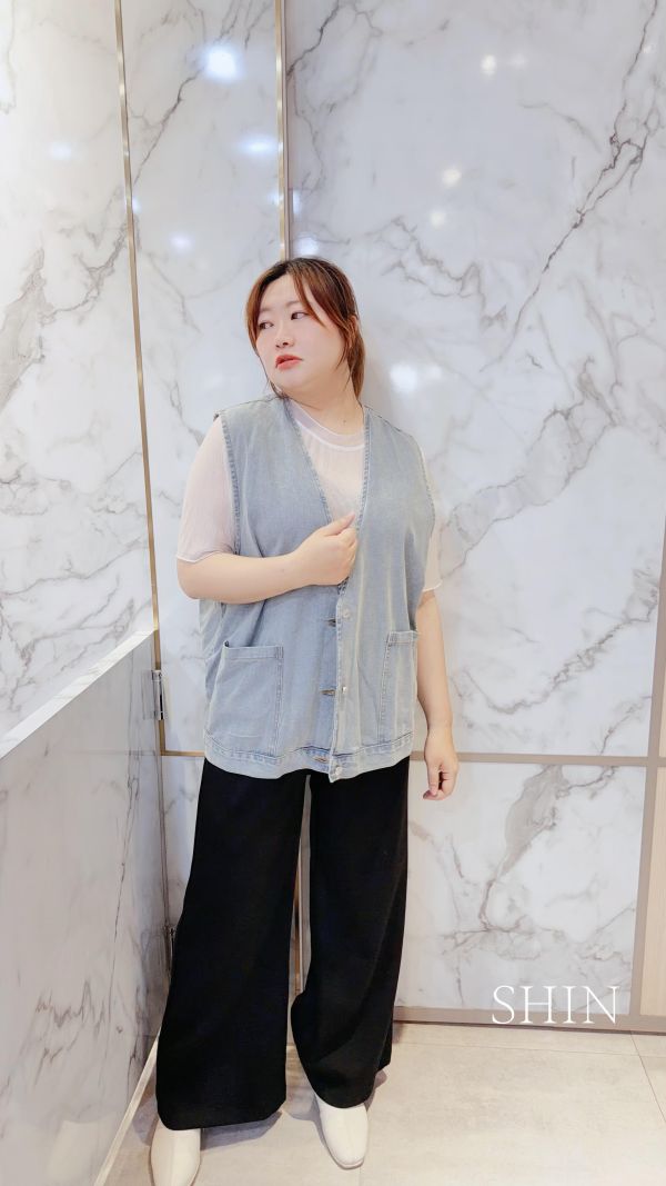 小帥帥口袋牛仔背心(藍/黑) 