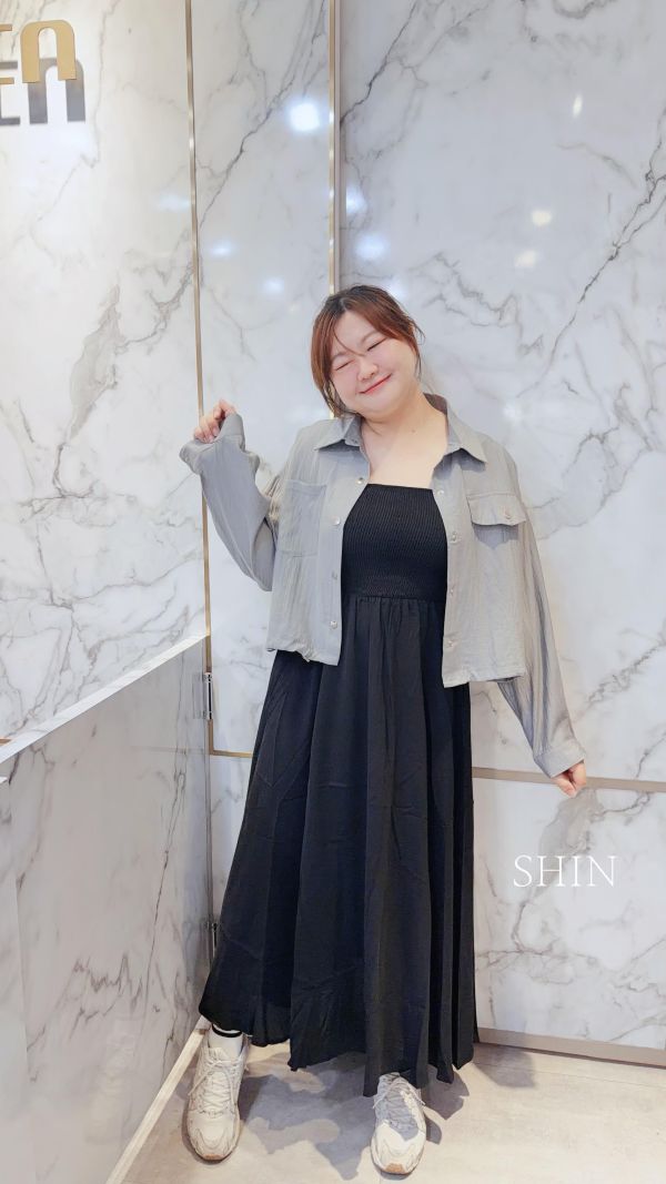 短版縮腰設計襯衫(黑/淺灰/杏) 