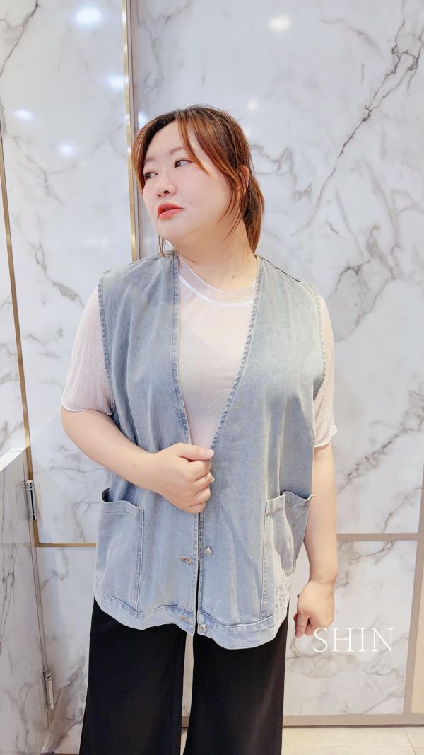 小帥帥口袋牛仔背心(藍/黑) 