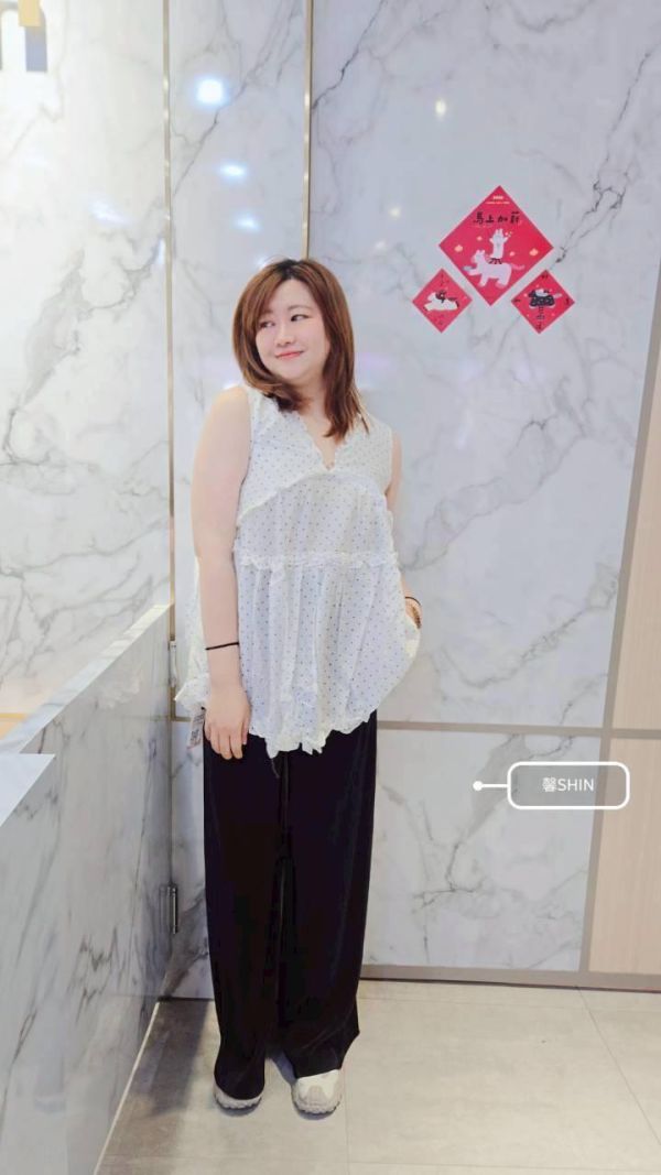 波波點棉麻滾邊長版背心(黑底/白底) 