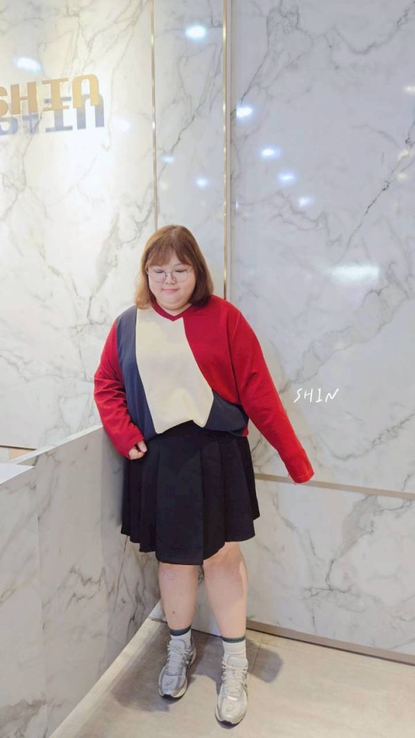 撞色曼巴棉T(藍/紅) 