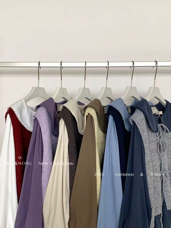 娃娃襯衫背心兩件套(綠/藍/杏) 