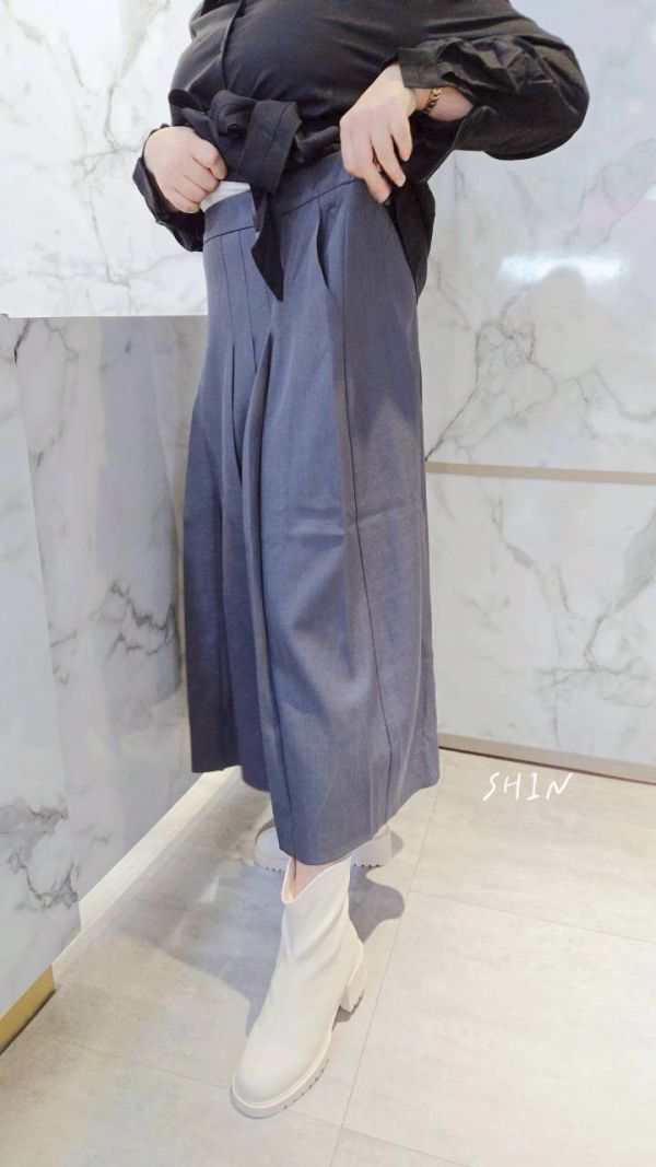 學院風百褶半身裙(黑/灰) 