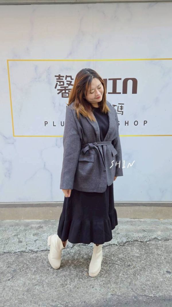 銀線繫帶設計西裝外套(咖/灰) 