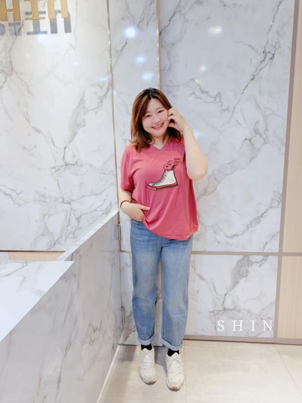 夏季愛款 球鞋史努努竹節棉T(灰/粉) 