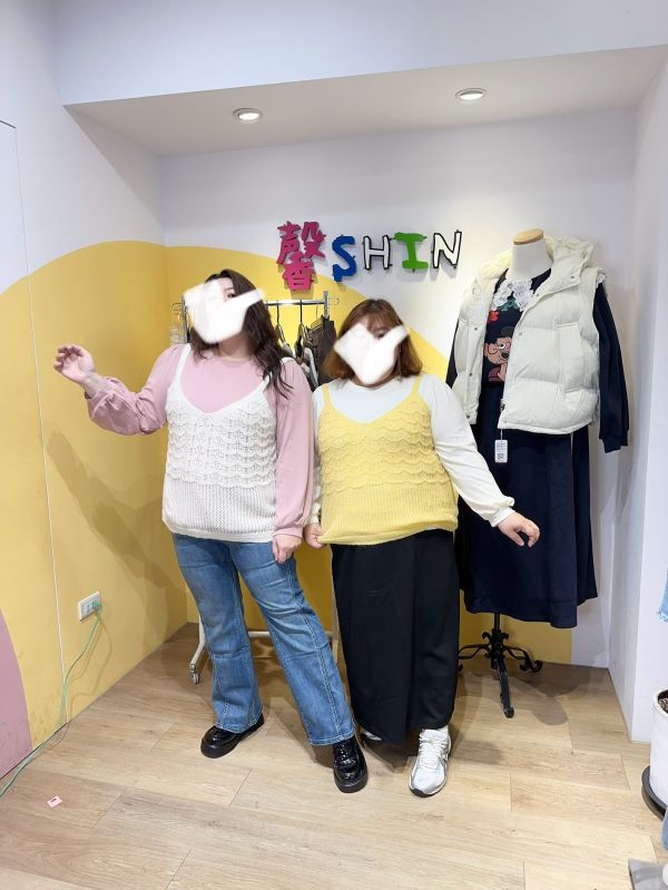 燈籠袖簍空吊帶兩件套(白/粉/藍) 