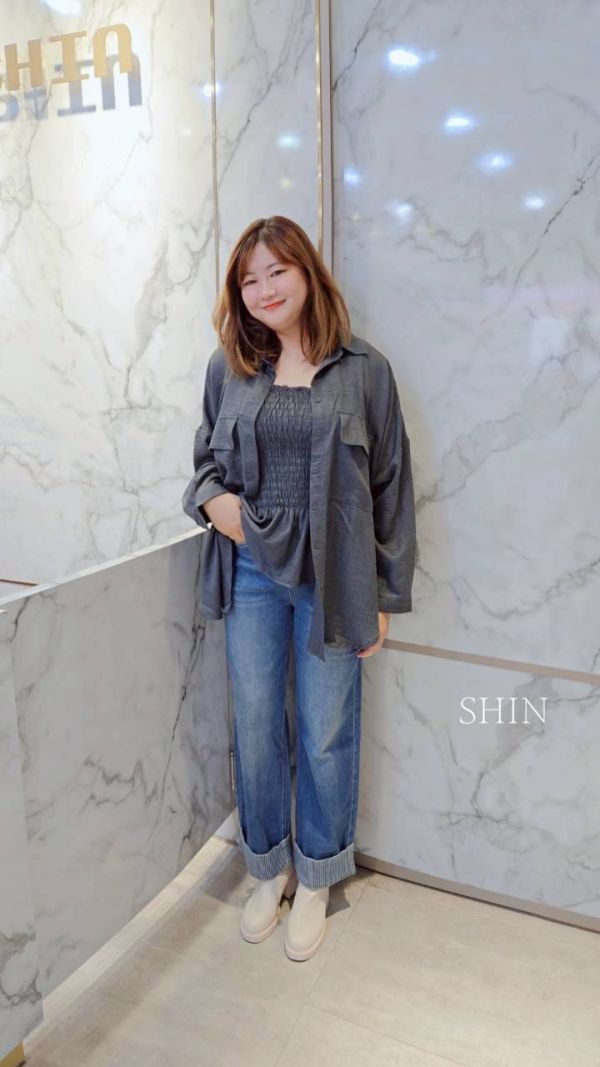 KOREA背心襯衫組(黑/奶茶/深灰/淺灰/杏) 