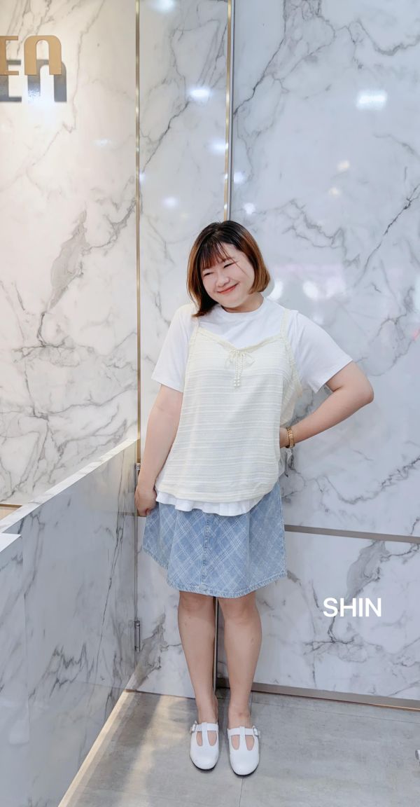 格紋牛仔短裙 