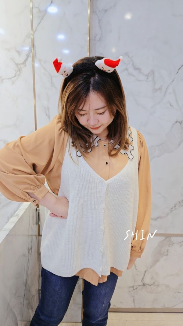 可愛領雪紡上衣(橘) 