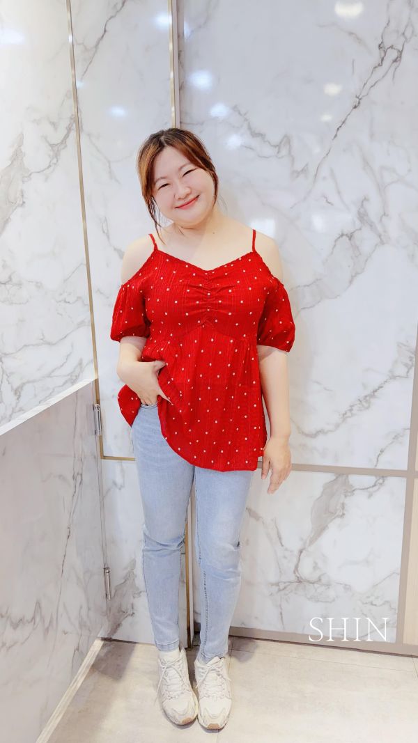 小花兒吊帶雪紡上衣(黑/白/紅) 