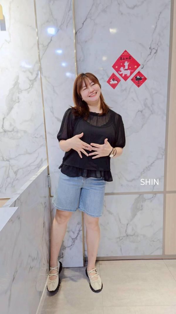 黑色個性點點雪紡真兩件上衣 