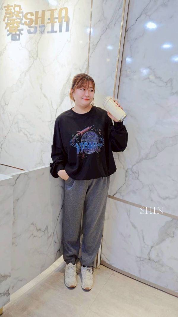 正韓Korea拼接行星上條紋上衣(粉/咖/黑) 