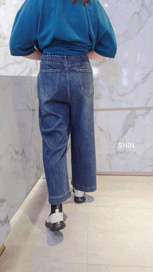 超好看下包邊牛仔寬褲(深/淺) 