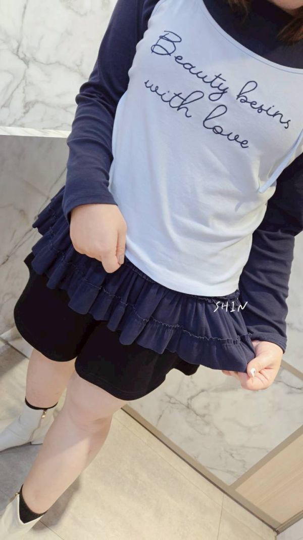 真兩件文字肩綁帶T 