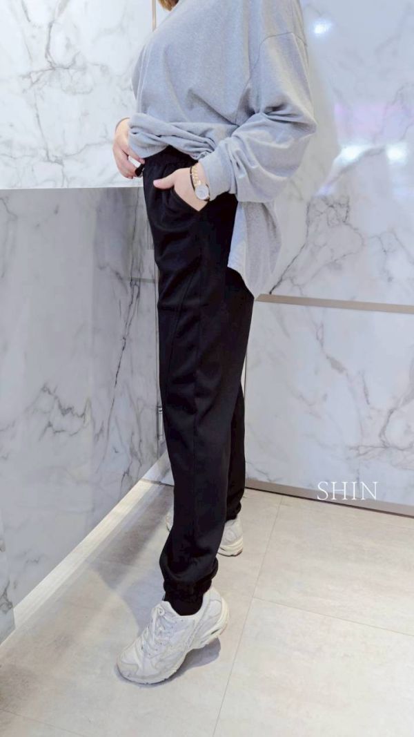 空氣棉束腳休閒褲(黑/灰) 