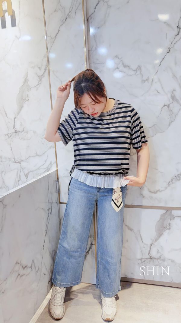 有皮帶有絲巾有氣質的九分奶奶褲(深/淺) 