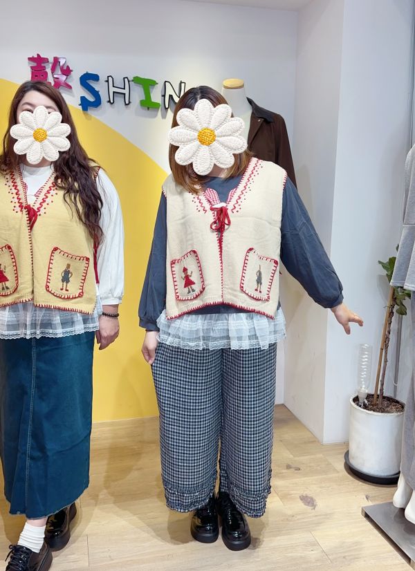 手工針織小棉襖可愛背心(粉/黃/綠/杏) 