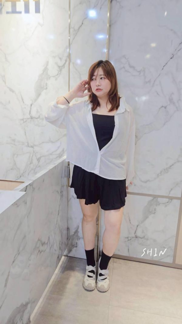 雪紡襯衫背心短褲三件套(咖/黑) 