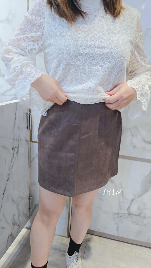 漂亮的麂皮短裙(咖/灰/杏) 