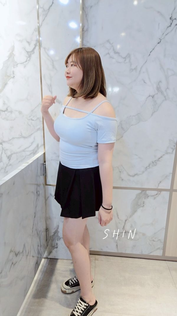 素色挖胸挖肩bra T(深灰/水藍/白) 
