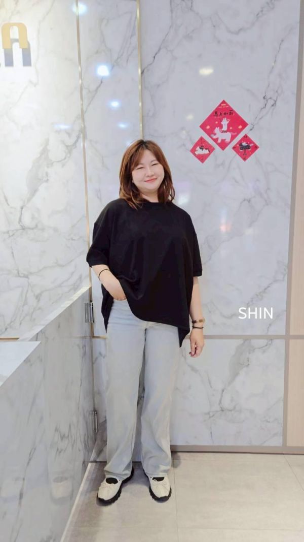 側弧線背壓摺空氣棉T(湖藍/紫/黑) 