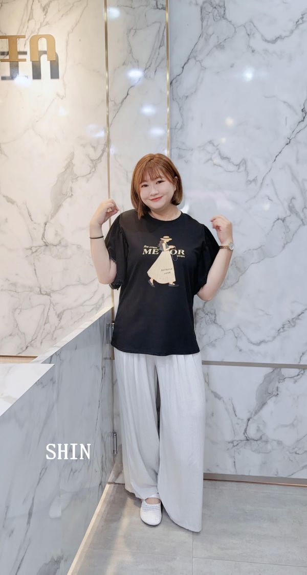 氣質女漂亮袖涼感T(黑/灰) 