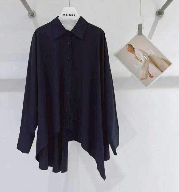 不對襯寬版襯衫(黑/白) 