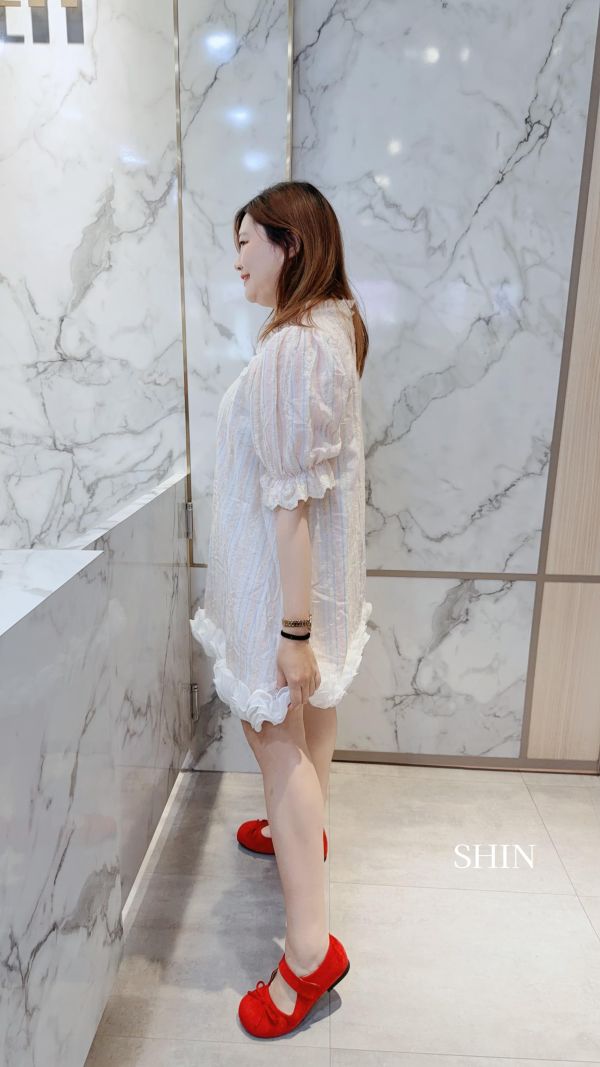 滾邊超級可愛的宮廷小洋裝(柔粉/美杏) 