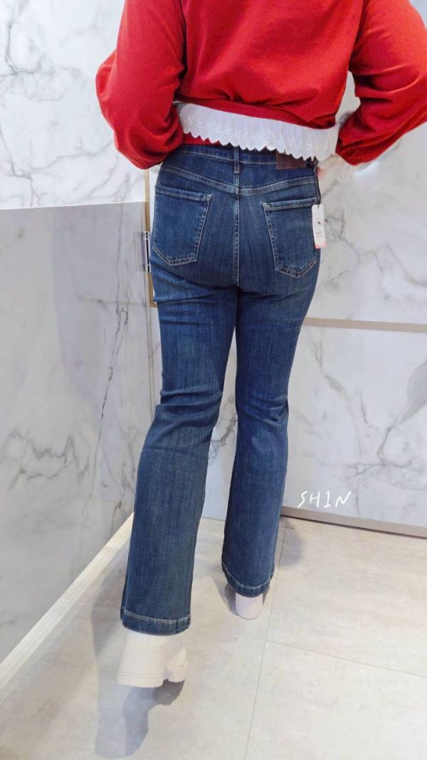 彈力九分喇叭褲 